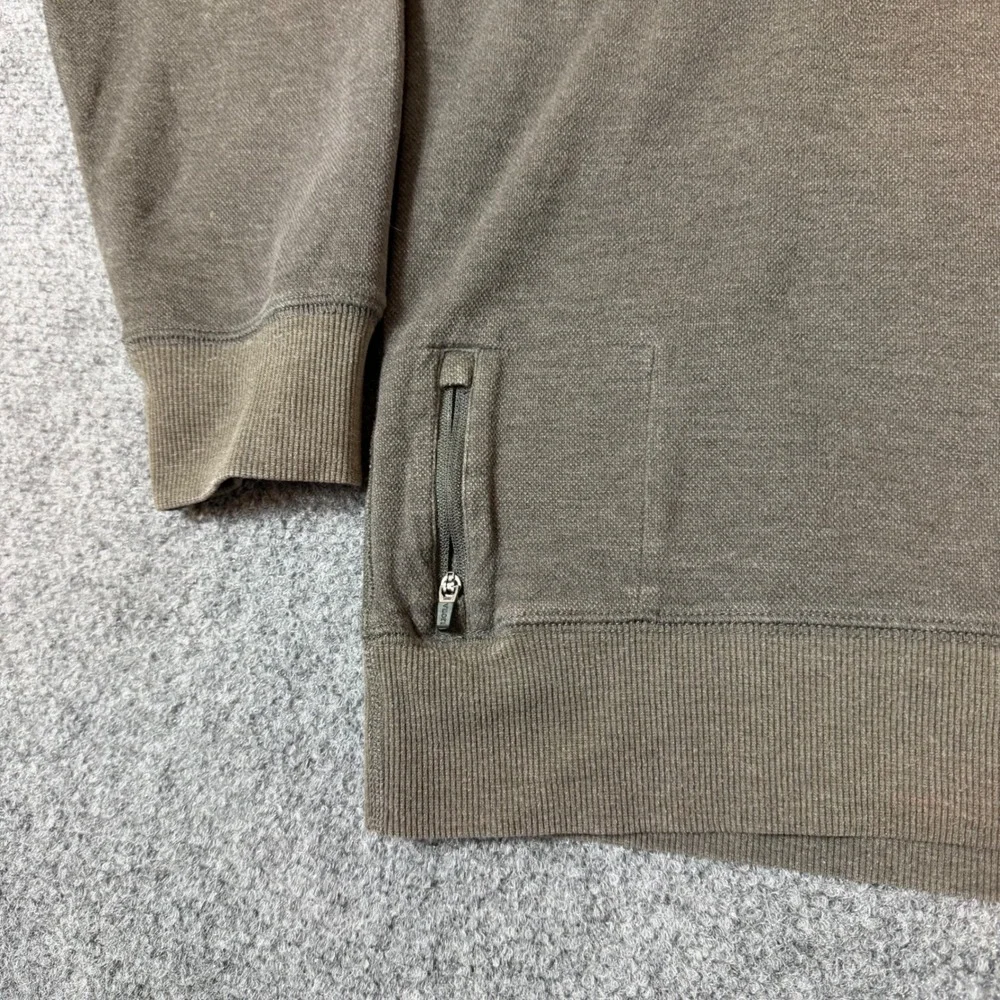 Vuori Mens Large Brown Textured Crewneck Sweatshirt Pocket Zip Stash V218